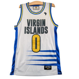 Mizizi Men's Virgin Islands 00 Jersey White Small Sleeveless Crew Neck Polyester